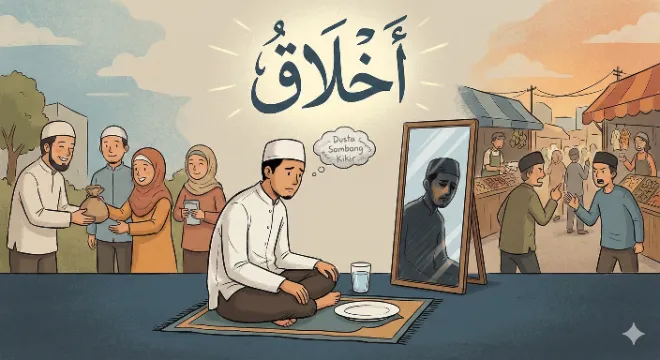 Puasa sejati bukan sekadar menahan lapar dan dahaga di depan hidangan, melainkan menjadi cermin untuk merefleksikan diri. apalah arti ibadah jika hati masih menyimpan dusta, kikir, dan kesombongan? sejatinya, puasa adalah jalan untuk memperbaiki akhlak dan kepedulian sosial kita.