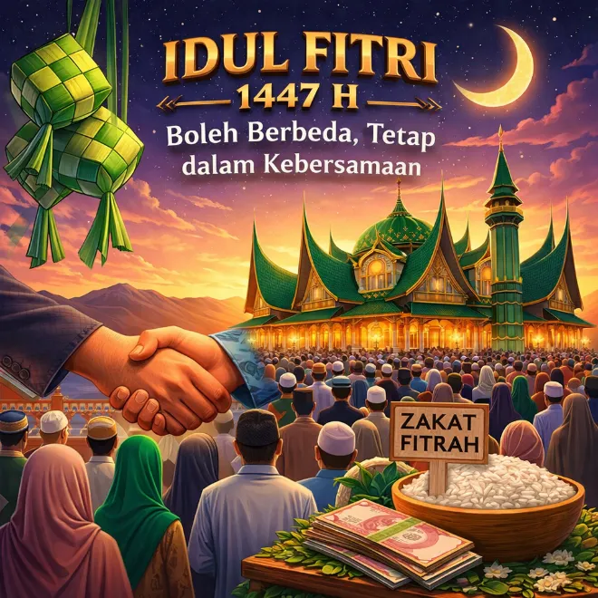 Boleh berbeda dalam penetapan, tapi tetap satu dalam kebersamaan. idul fitri mengajarkan kita untuk kembali, bukan hanya pada fitrah, tapi juga pada persatuan.