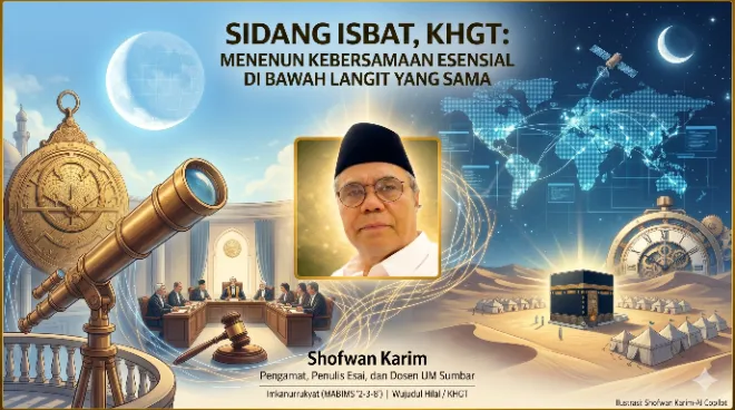 Esai keagamaan tentang sidang isbat, kalender hijriah global tunggal atau khgt, perbedaan metode rukyat dan hisab, serta pentingnya menjaga kebersamaan umat islam di tengah dinamika penentuan kalender hijriah.
