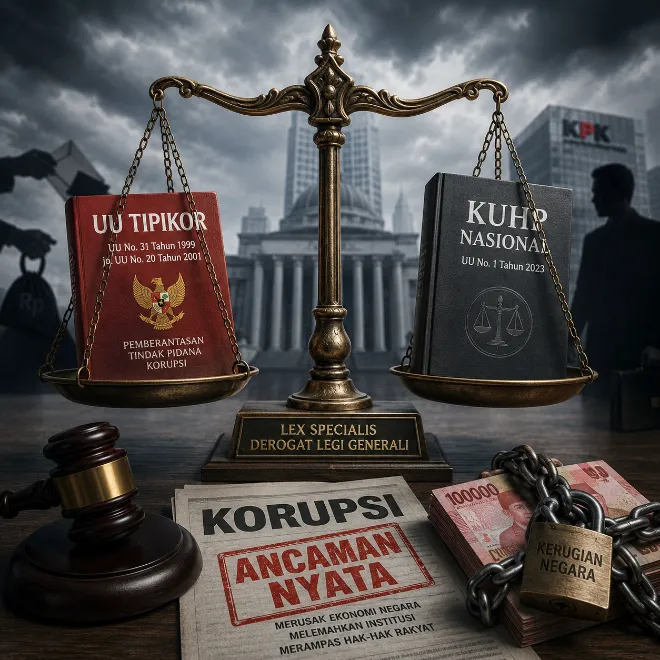 Analisis mengenai posisi undang-undang tipikor pasca berlakunya kuhp nasional dan potensi ancaman terhadap efektivitas pemberantasan korupsi di indonesia.