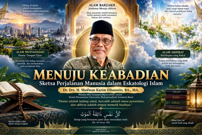 Sketsa perjalanan manusia dalam perspektif eskatologi islam, mulai dari alam musyahadah, alam barzakh, hingga kehidupan akhirat sebagai tempat pembalasan yang kekal.